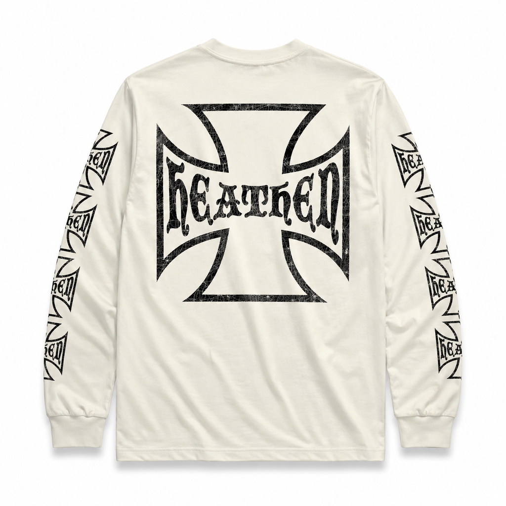 Distressed Long Sleeve T Shirt - Ecru