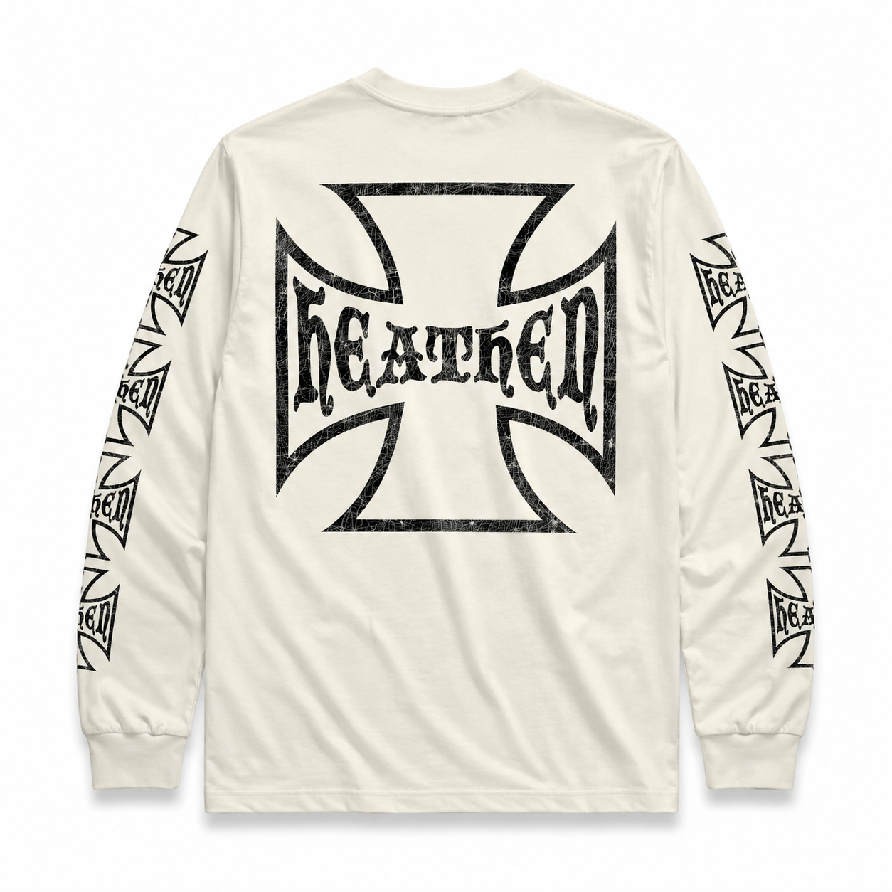Distressed Long Sleeve T Shirt - Ecru