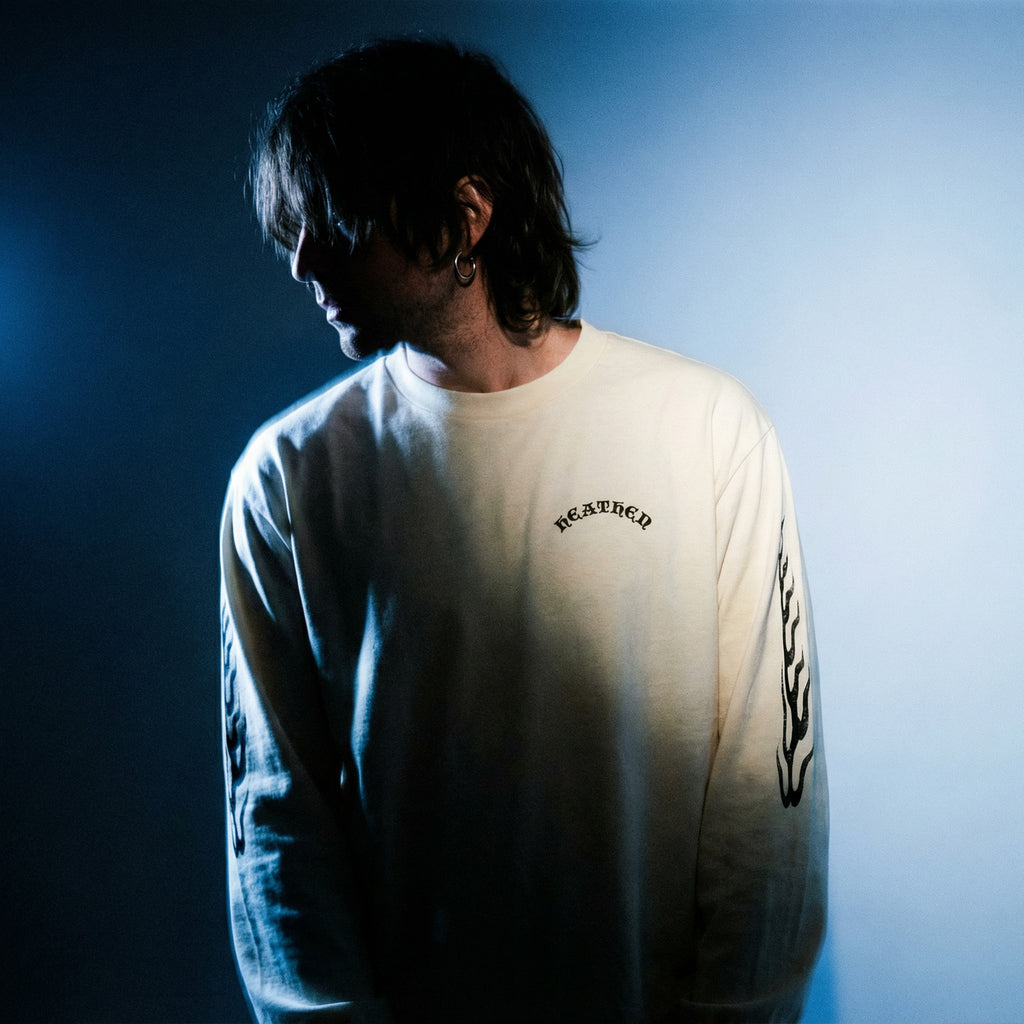 Tribal Flames Long Sleeve T Shirt - Ecru